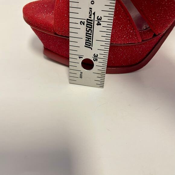 SAINT LAURENT YSL Tribute Platform Heels Red Suede Quartz Glitter EU 38.5/US 8.5 - Picture 11 of 11